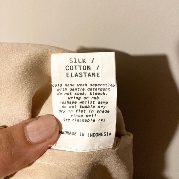 Lottie Hall Cream Black Silk Embroidered Faux Wrap Dress 14 - Picture 8 of 8